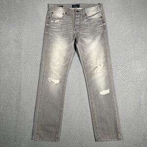 Lucky Brand Jeans Mens 31x30 Gray Athletic Skinny Denim Distressed Casual Logo